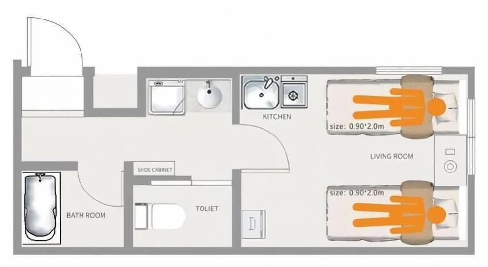 ベーシック アパートメント シングルベッド 2 台 禁煙 フロアマップ0 | Ustay nippori