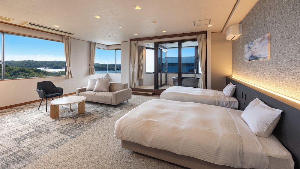 [禁煙] ジュニアスイート露天風呂付ツイン 内風呂あり | 大江戸温泉物語Premium 志摩彩朝楽