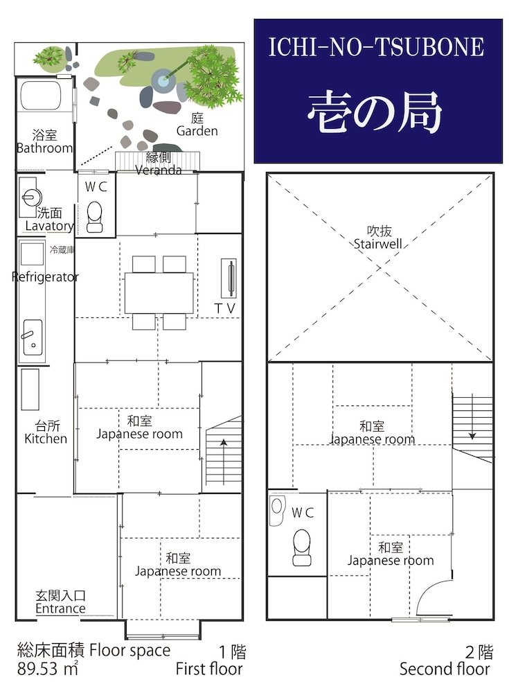 町屋　南邸 (ベッド + 布団) 客室3 | 平安宮内裏の宿