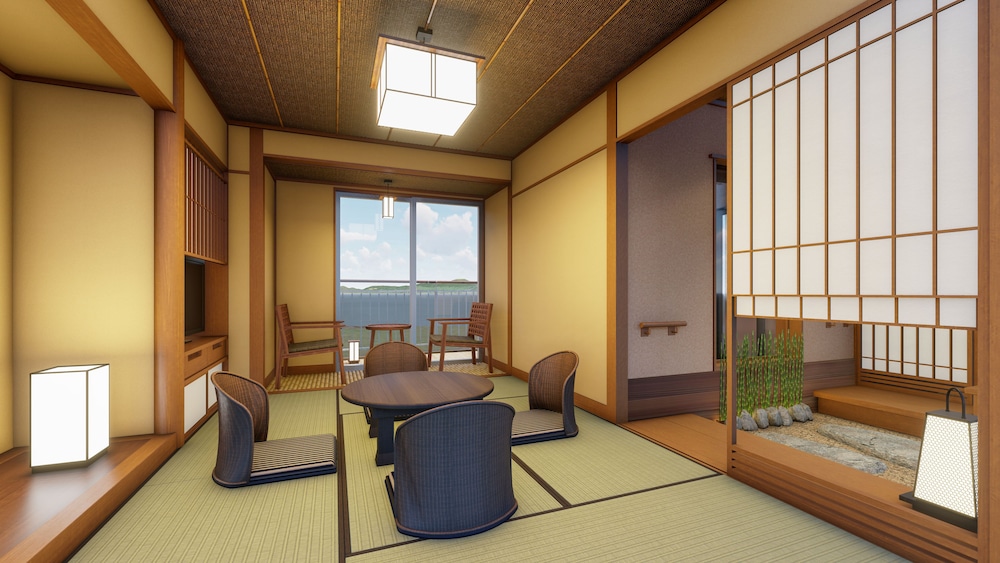 半露天風呂, 坪庭付和室6畳 | こらんの湯 錦江楼