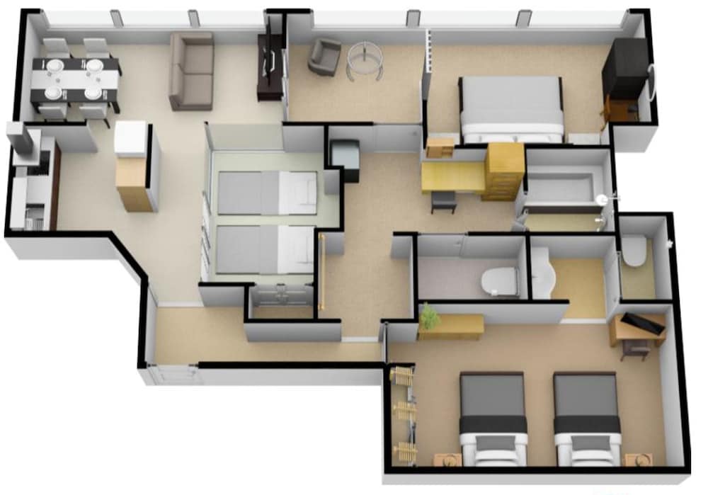ファミリー スイート 3 ベッドルーム ジェットバス シティビュー フロアマップ0 | R&Run Kyoto serviced apartment & suites