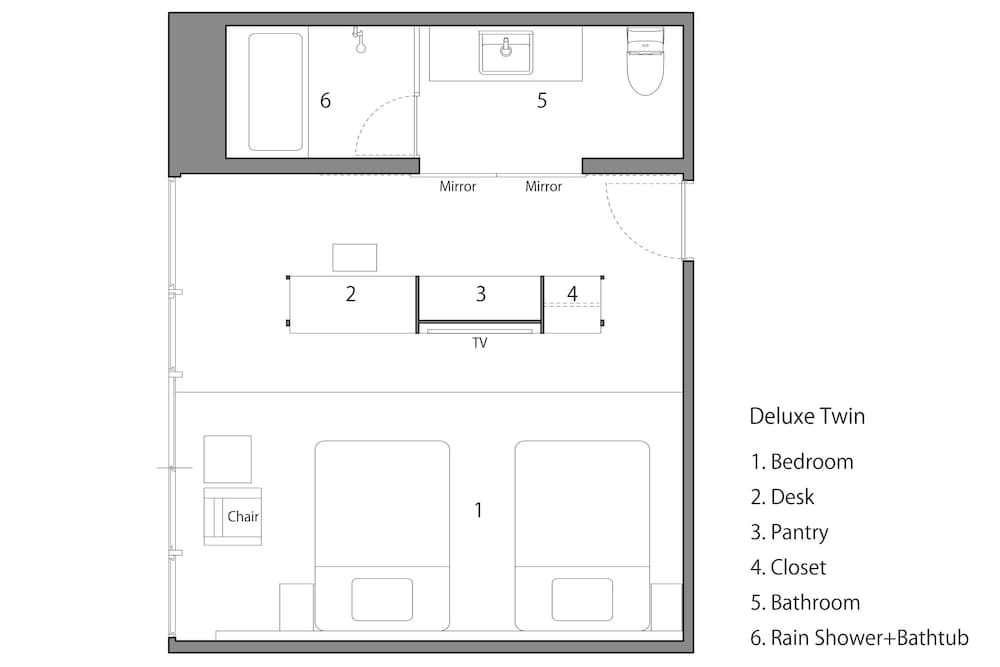 デラックス ツインルーム ダブルベッド 2 台 禁煙 客室1 | ホテルザフラッグ心斎橋