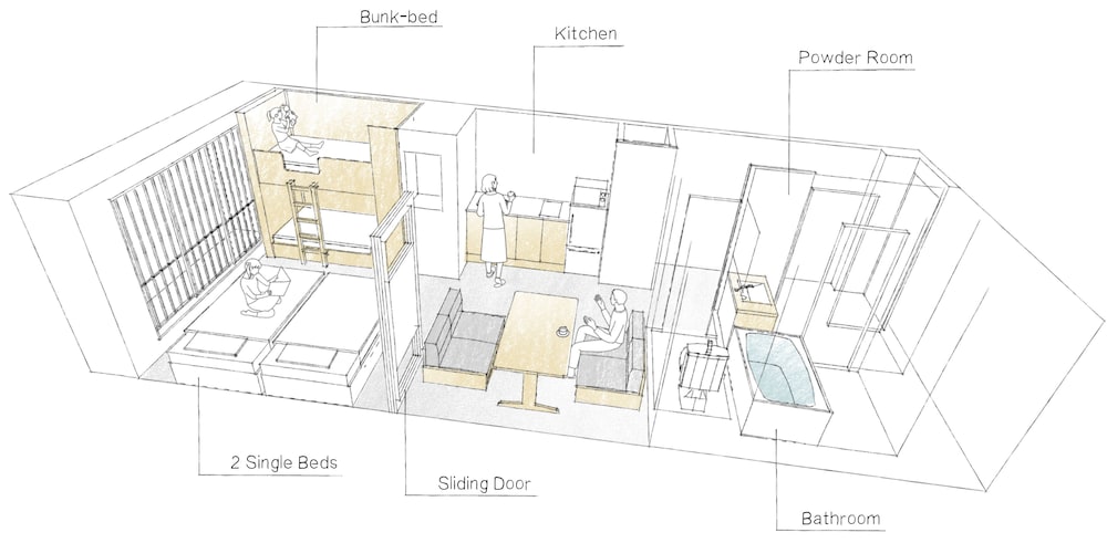 1ベットルームファミリーアパートメント 客室2 | MIMARU京都 新町三条