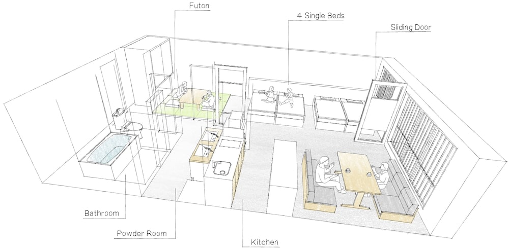 デラックス1ベットルームジャパニーズアパートメント 客室1 | MIMARU京都 新町三条