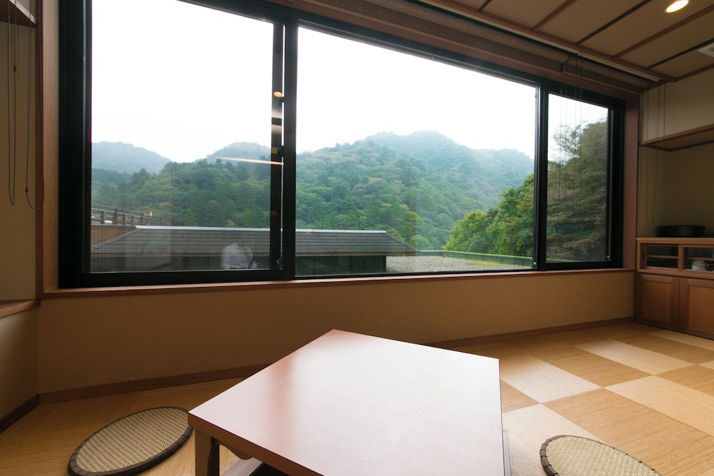 和室 12.5畳 禁煙(マッサージチェアと陶器風呂) バルコニーからの眺望0 | 鹿の湯ホテル