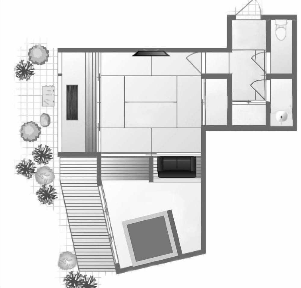デラックス スタジオスイート 専用バスルーム 1 階 客室8 | 京都 南禅寺 八千代 (1915 年創業)