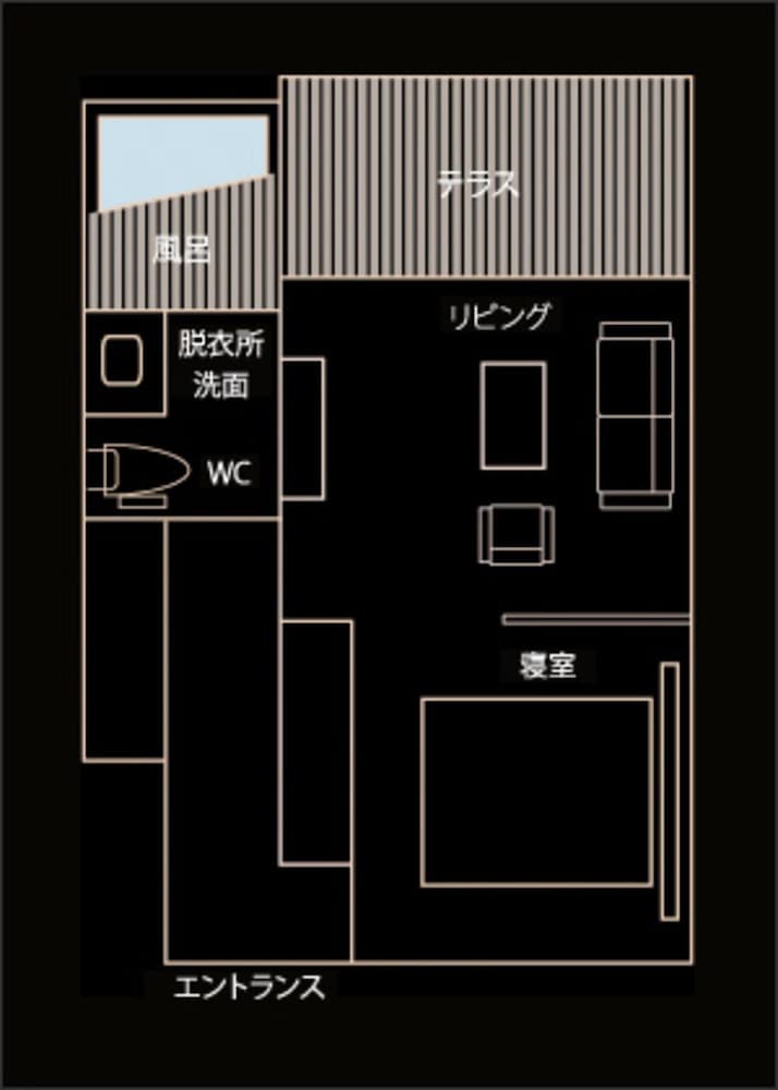 ハリウッドツイン, 麓樹坊-ROKUJUBO- [水木·黒文字] (半露天風呂付) フロアマップ0 | 山人 - yamado -