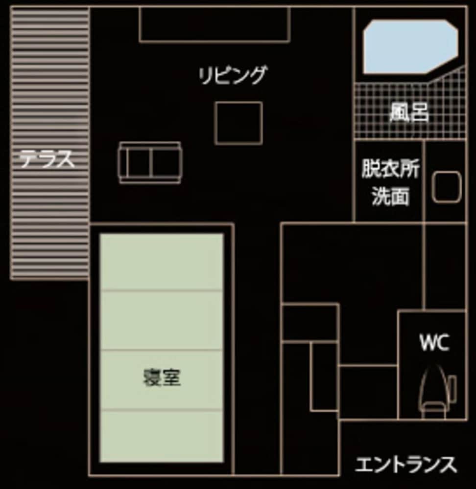 離れ ジャパニーズスイート, 麓花坊, 雪椿-YUKITSUBAKI-(半露天風呂付) フロアマップ0 | 山人 - yamado -