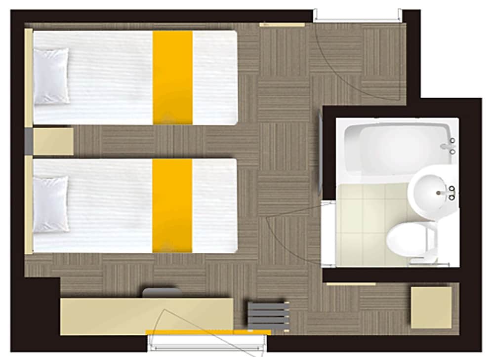 プレミア ツインルーム シングルベッド 2 台 禁煙 客室3 | ホテル呉竹荘 広島大手町