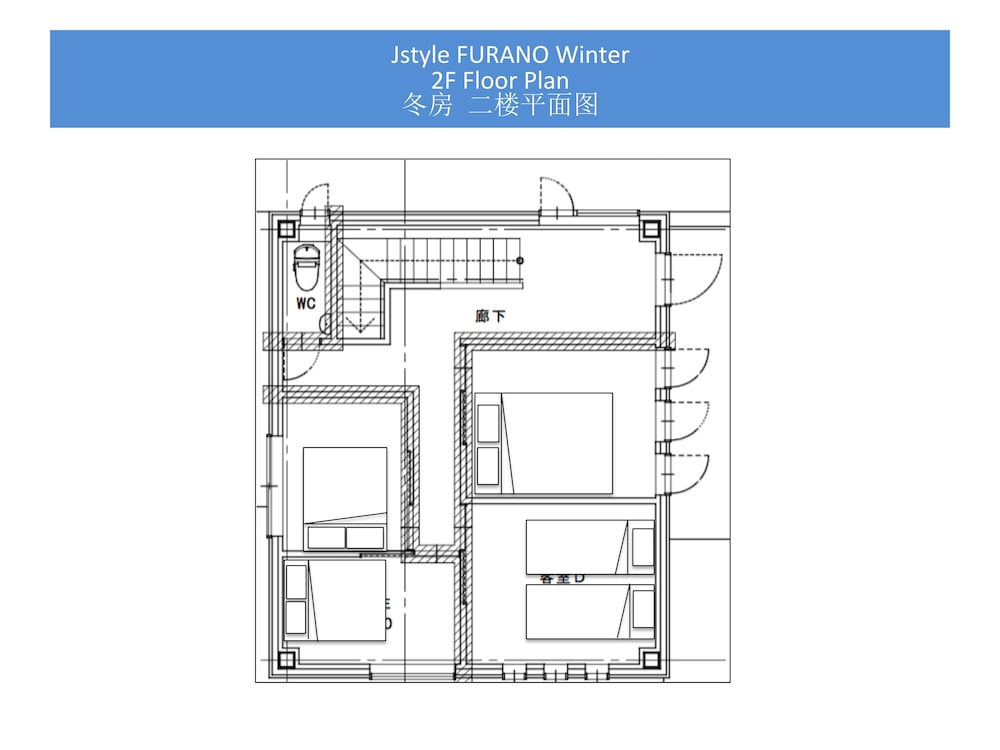 ハウス 6 ベッドルーム 冬 フロアマップ1 | Jstyle STAY Furano