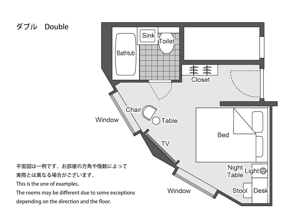 ダブルルーム 禁煙 客室1 | 宝塚ホテル