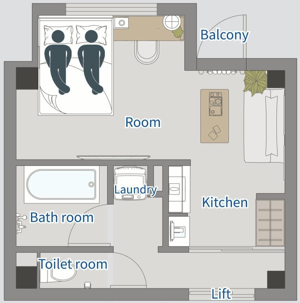 ダブルルーム 客室5 | レジャリーホーム 難波