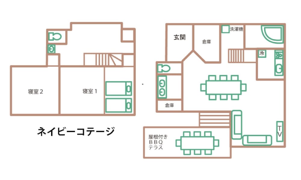 ネイビー 大人8名用 フロアマップ0 | 岡山ひるぜん貸別荘 ピーターパン