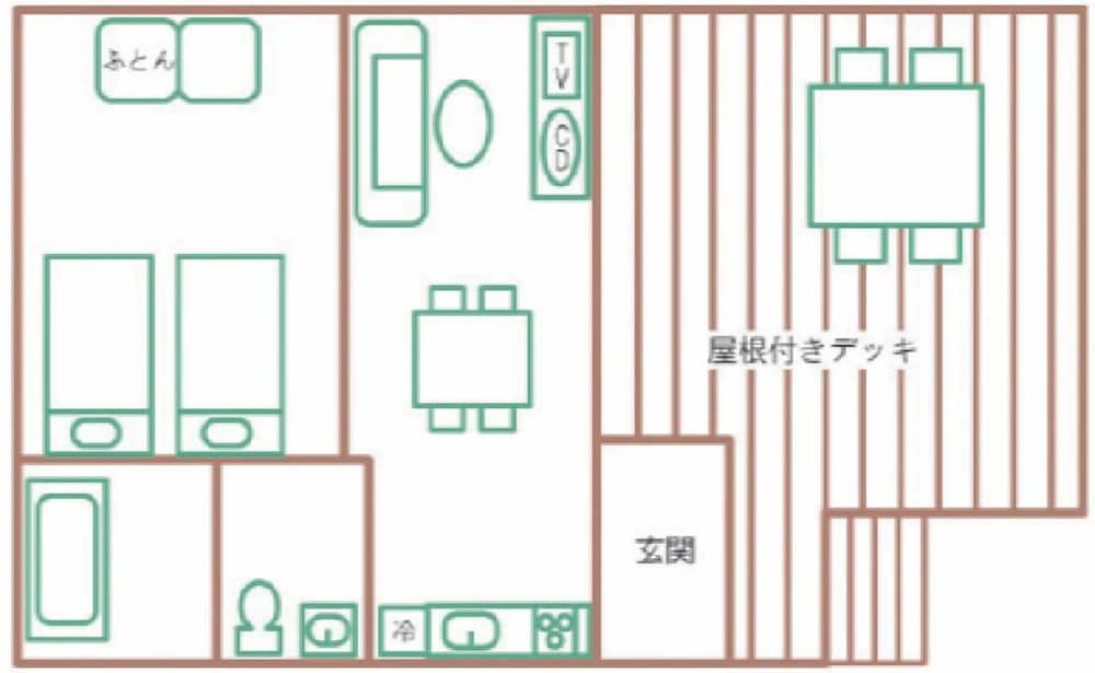 ホワイト 大人4名用 フロアマップ0 | 岡山ひるぜん貸別荘 ピーターパン