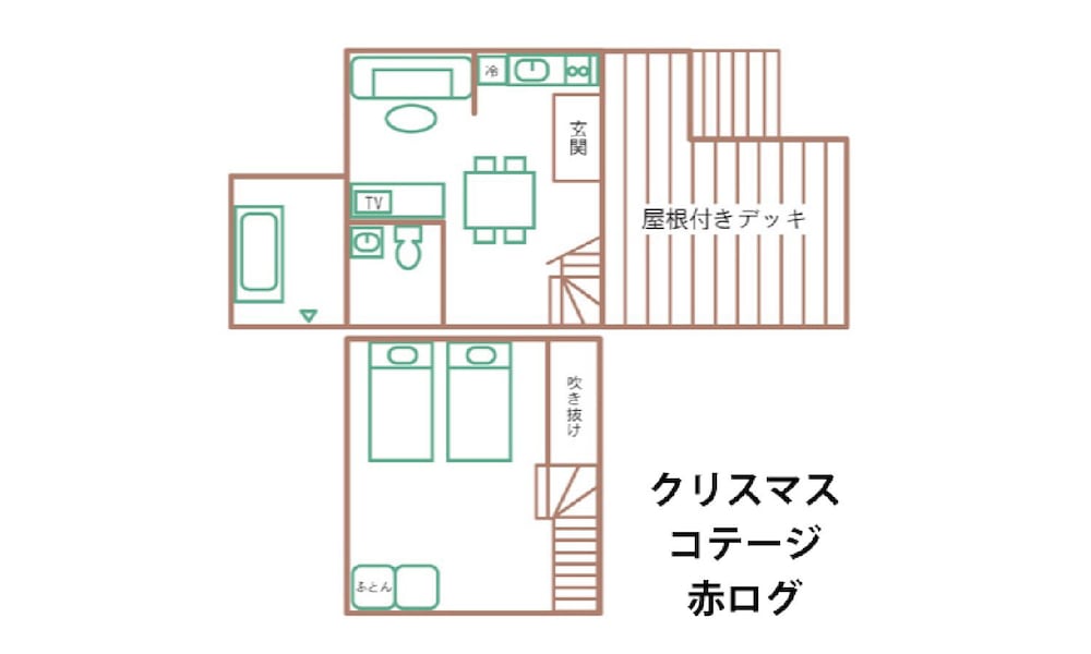 レッド＆ブルー 大人4名用 フロアマップ0 | 岡山ひるぜん貸別荘 ピーターパン