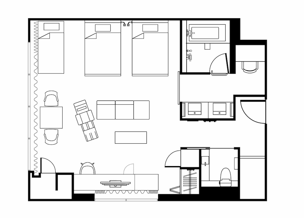 ジュニア スイート 喫煙可プロジェクター付き 3名様利用 客室2 | ダイワロイネットホテル博多冷泉 PREMIER