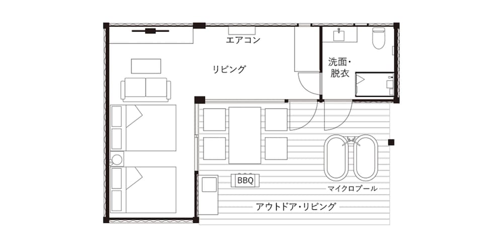 ヴィラ ベッド (複数台) ガーデンビュー アウトドアバス付き (101) フロアマップ0 | Rakuten STAY VILLA 宮古島 前浜ビーチ〈宮古島〉