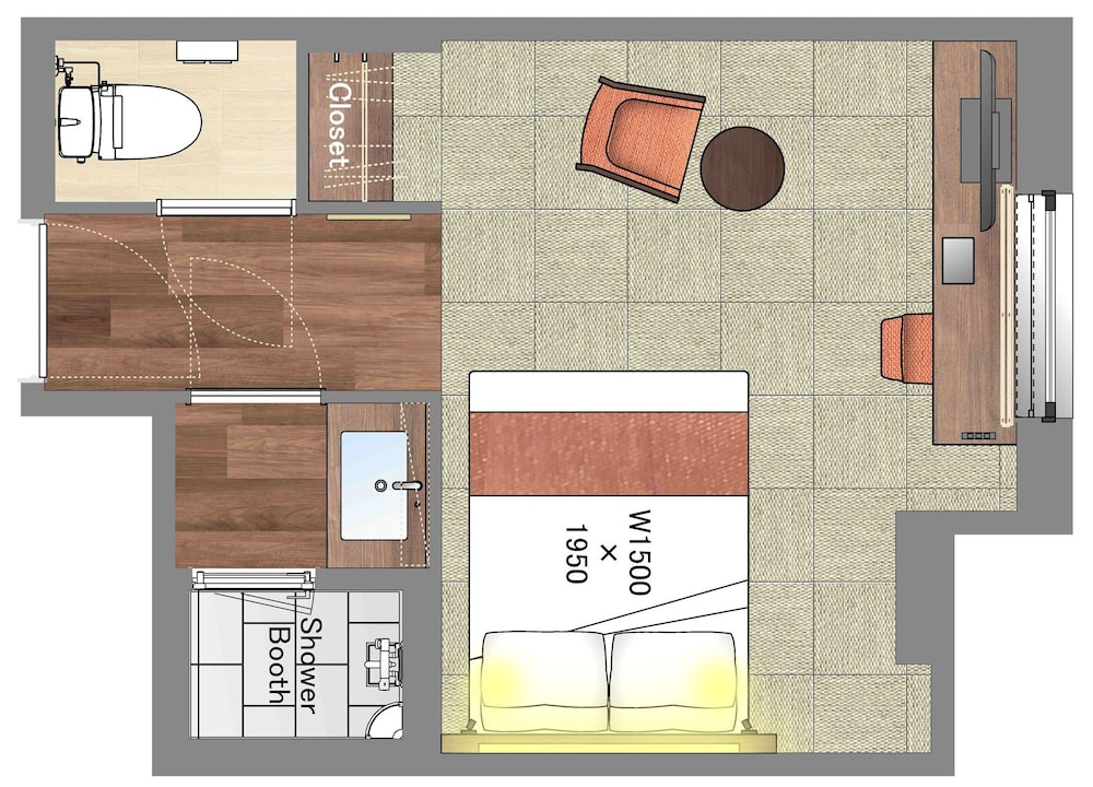 モデレート ダブルルーム シャワーブース 禁煙 (清掃は3日に1度となります) 客室2 | 日和ホテル 大阪なんば駅前