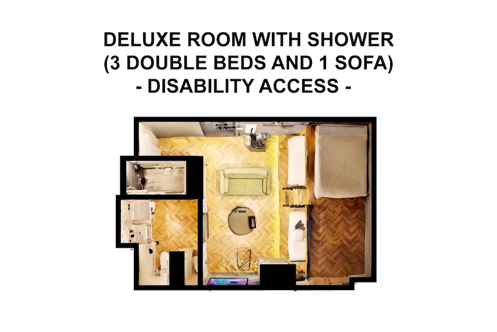 デラックストリプルルーム I ダブルベット3台 & ソファ1台 禁煙 | ゾンクホテル中洲であい橋