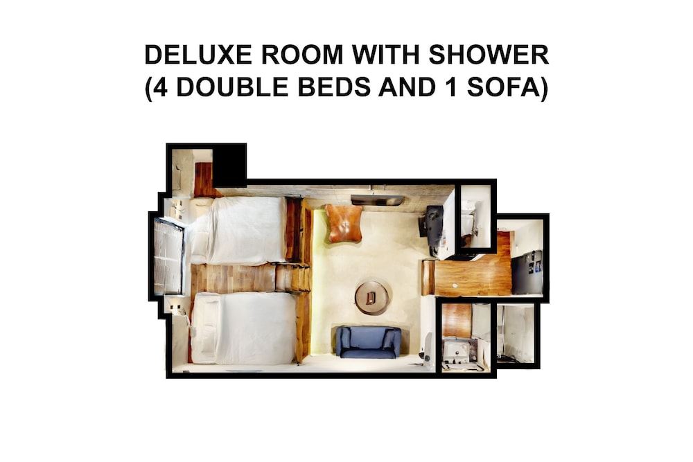 デラックスルームリバービューII シングルベット4台 禁煙 | ゾンクホテル中洲であい橋