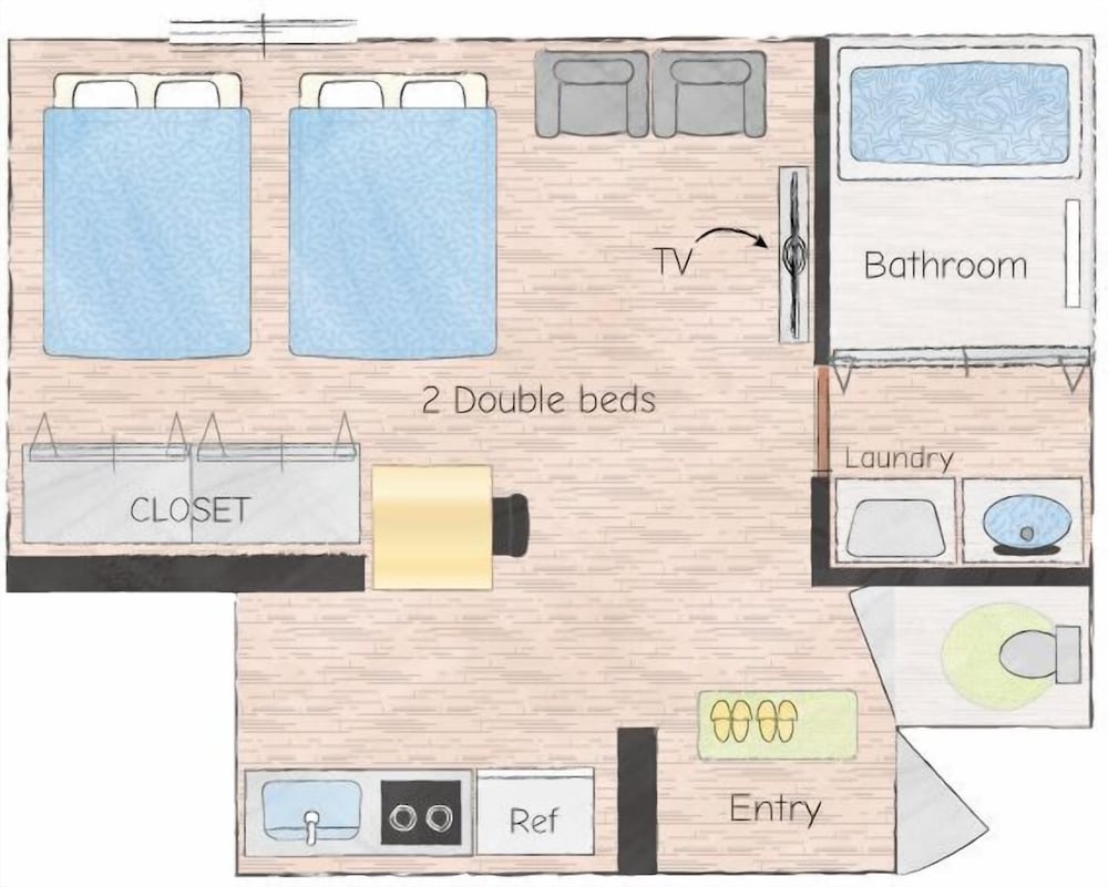 スタジオ アパートメント (B) フロアマップ0 | Hotel Upi – コンドミニアムホテル美浜ウーピー