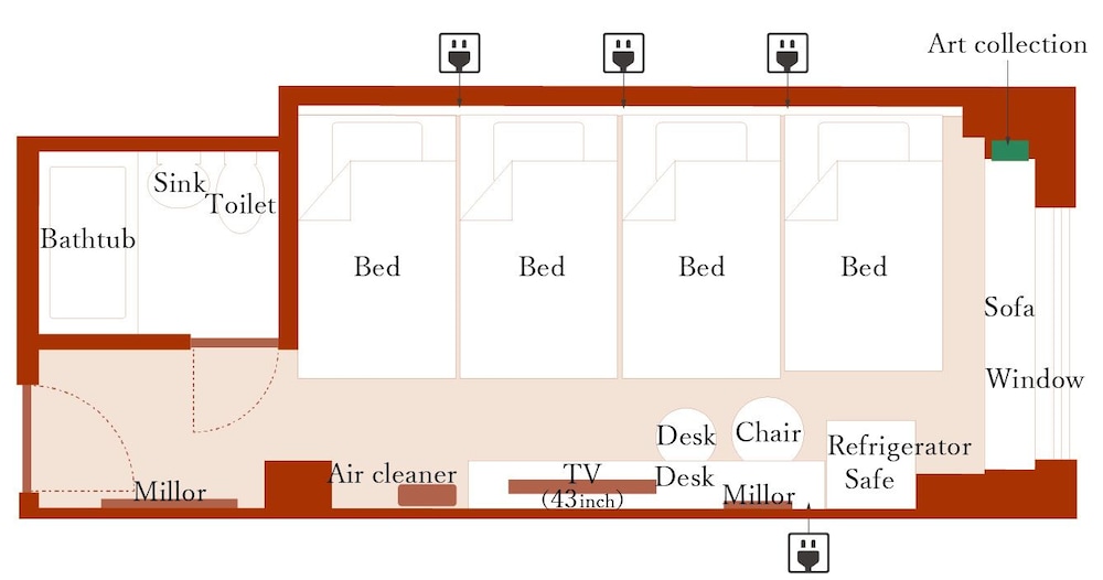 ダブルルーム 禁煙 客室3 | ホテル ドンルクール 大阪梅田