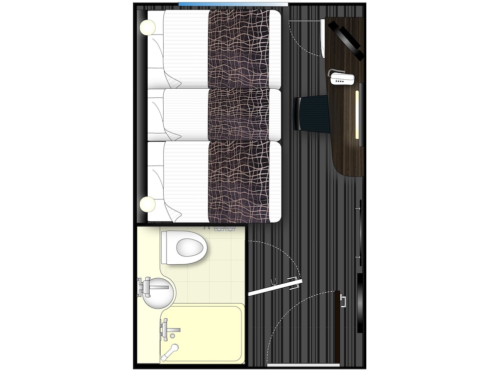 トリプルルーム　禁煙　(110cmベッド2台 + 75cm エクストラベッド) 客室8 | アパホテル & リゾート〈東京ベイ潮見〉