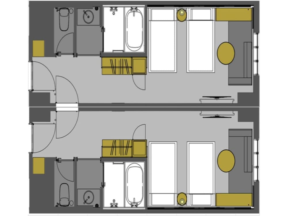 コネクティング ルーム (ツイン1部屋 + ソファベッド付きツイン1部屋, 大人5名用, 禁煙) フロアマップ0 | 浅草ビューホテルアネックス六区