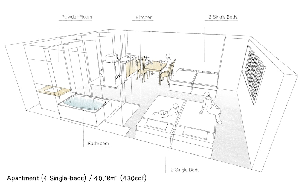 アパートメント (4 Single-Beds) 客室2 | MIMARU東京 新宿WEST