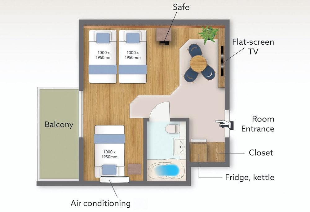 リファインツイン·トリプル (禁煙) フロアマップ0 | Wayfarer Hotel Kyoto Shijo