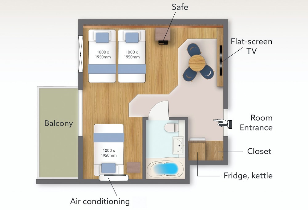 リファインツイン·トリプル (禁煙) フロアマップ0 | Wayfarer Hotel Kyoto Shijo