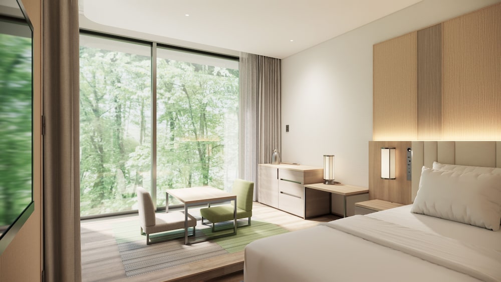 プレミアム ルーム ベッド (複数台) バルコニー (Private Hot Spring) 客室0 | ANAホリデイインリゾート信濃大町くろよん by IHG