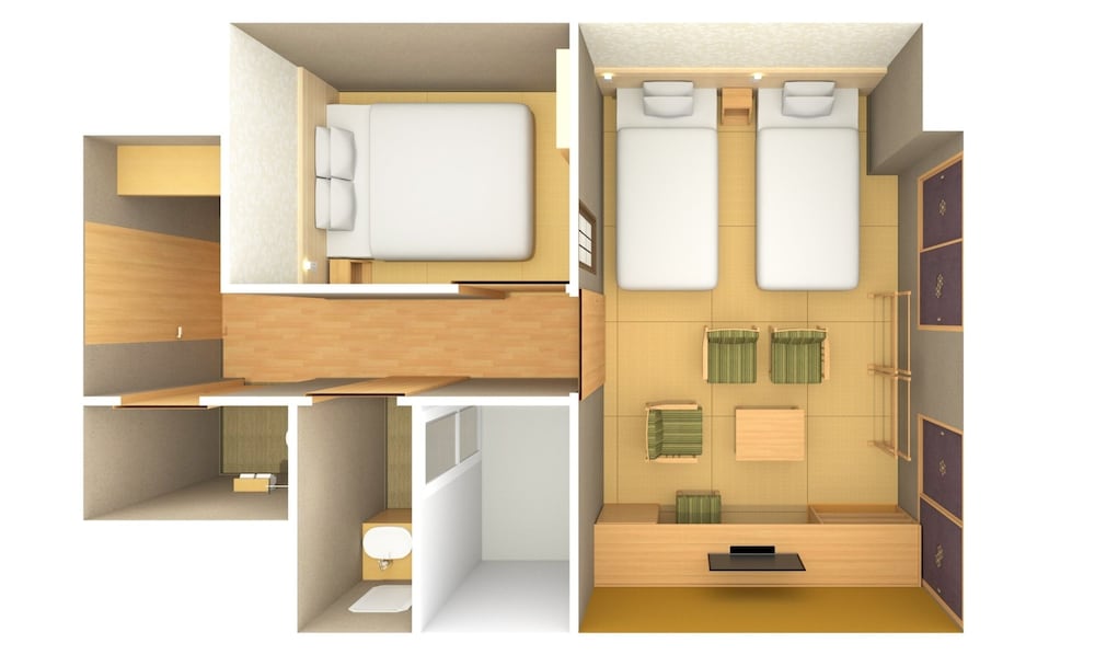 トリプルルーム ベッド (複数台) 禁煙 客室2 | 天然温泉 蓮花の湯 御宿野乃京都七条