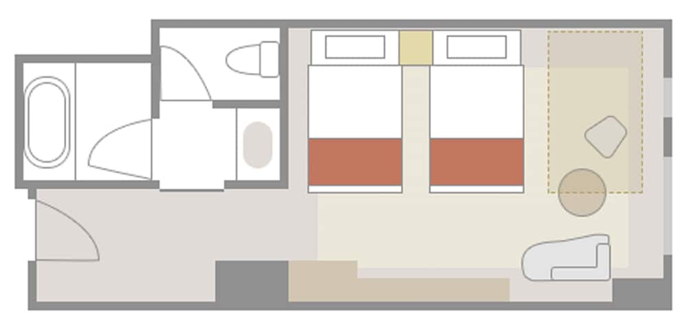 スタンダード ツインルーム 31㎡ 禁煙 シティビュー フロアマップ0 | ホテル エミオン 京都