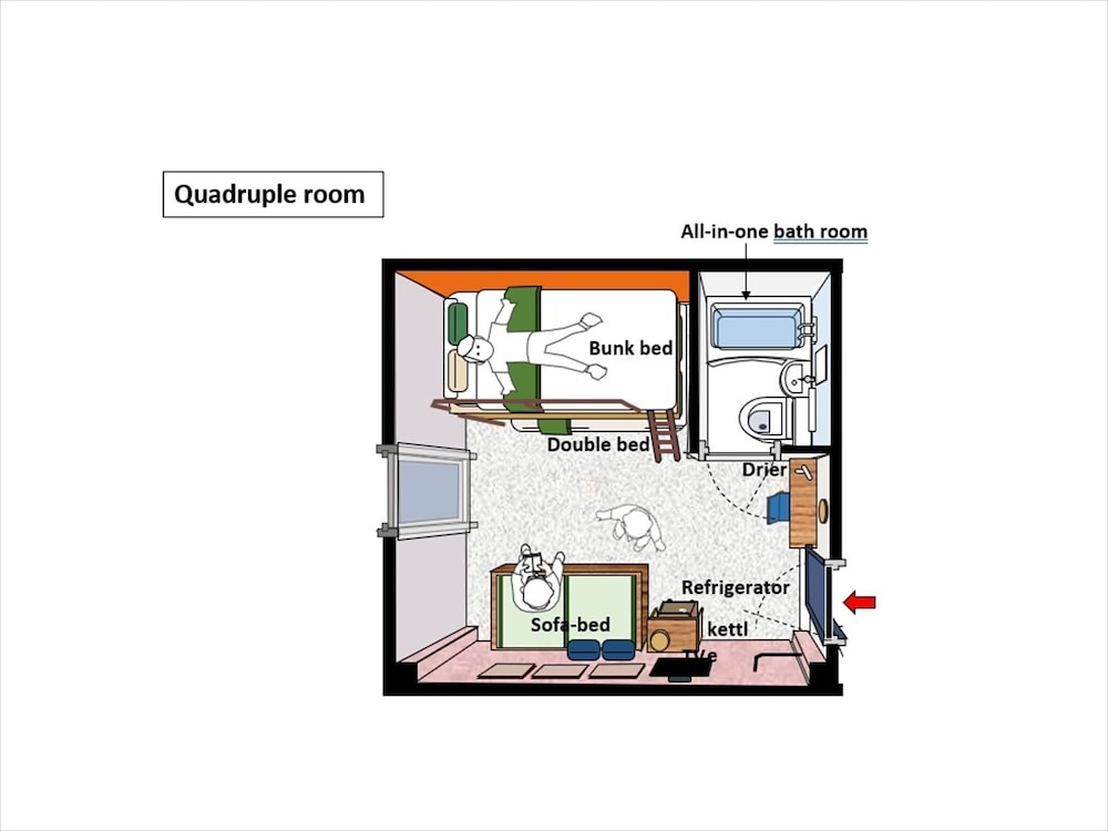 プライベートバケーションルーム (4名部屋) 客室12 | イキダネ レジデンシャル ホテル 墨田京島