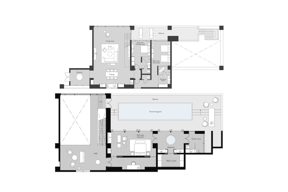 【プライベートプール】 マスターズメゾネット・スイートルーム / 3ベッドルーム 客室14 | UMITO OKINAWA ONNASON
