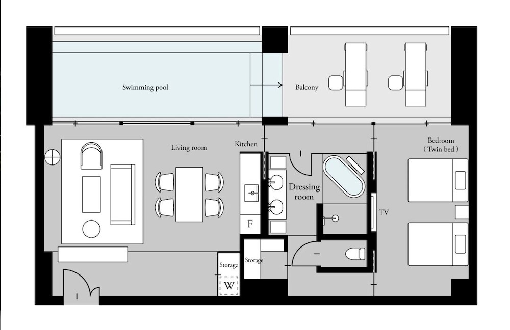 [プライベートプール] エグゼクティブ・スイートルーム２階 / ツインベッド 客室10 | UMITO OKINAWA ONNASON
