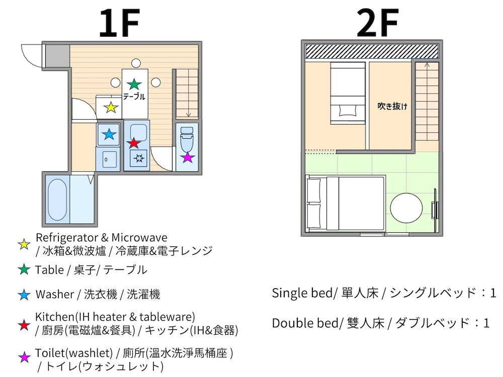 ファミリー ハウス 2 ベッドルーム 禁煙 キッチン (101) フロアマップ0 | Sakura Villa Osaka