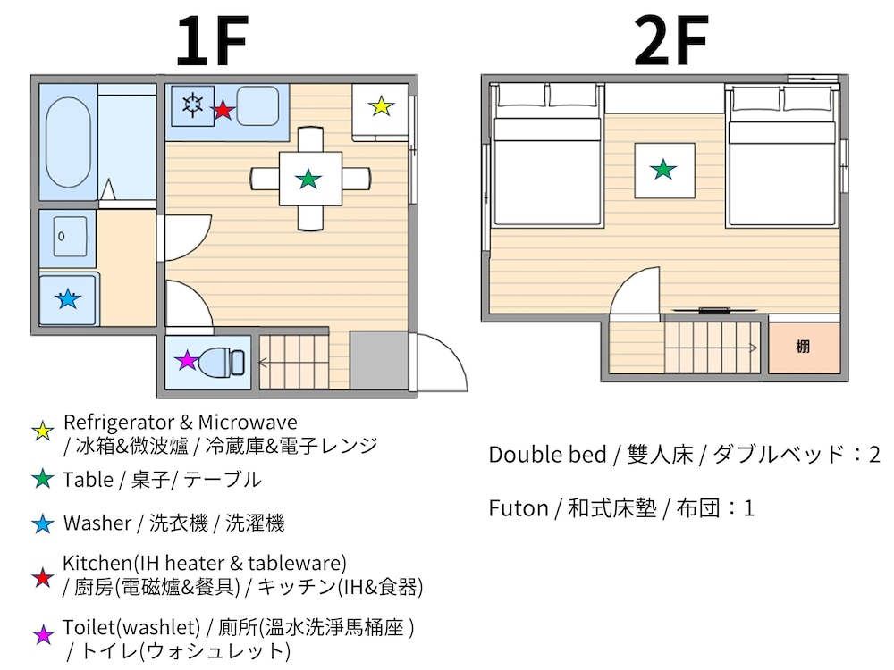 ファミリー ハウス ベッド (複数台) 禁煙 キッチン (102) フロアマップ0 | Sakura Villa Osaka