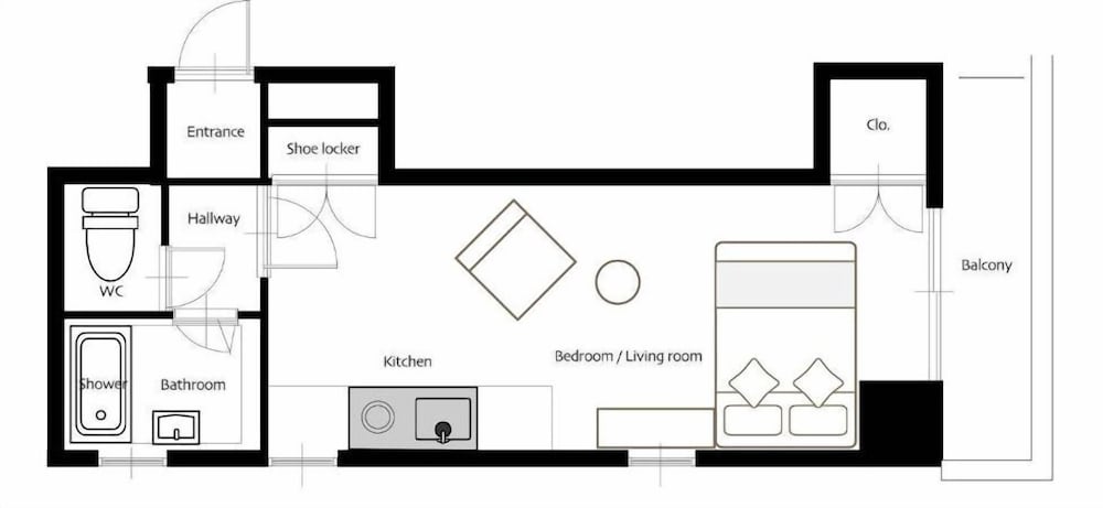 スタジオ バルコニー付 403号室 客室9 | おうちホテル宝町