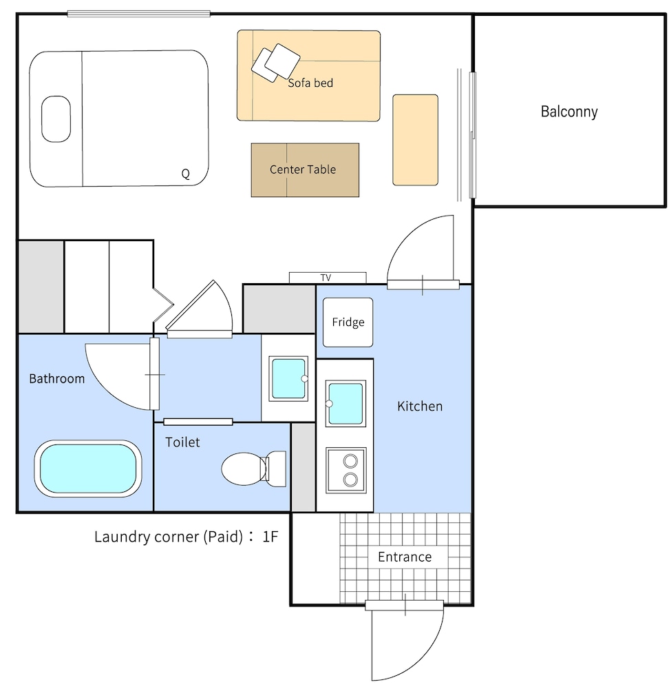 クイーンベッド, ソファベッド Type D 禁煙 バルコニーからの眺望0 | ReLA Higashimatsudo