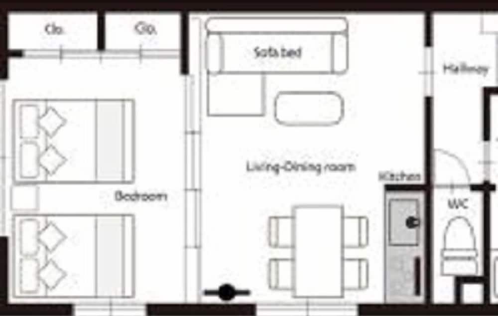 1ベッドルームアパートメント バルコニー付き 102号室 客室の設備とサービス0 | おうちホテル宮島口