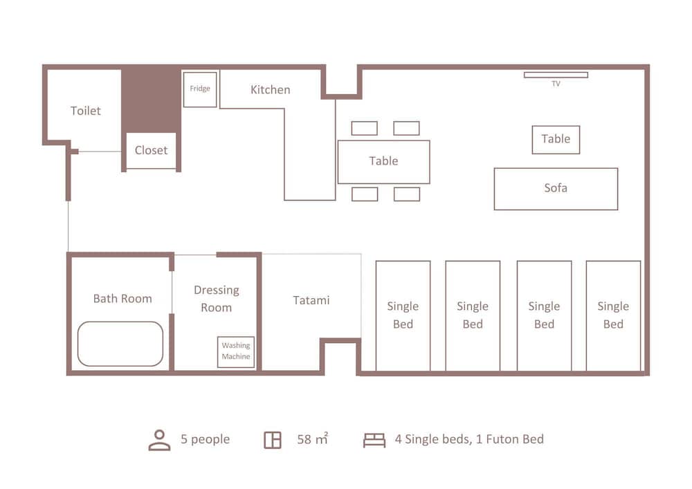 最上階デラックスルーム (禁煙／58平米／5名定員) フロアマップ0 | Minn 浅草