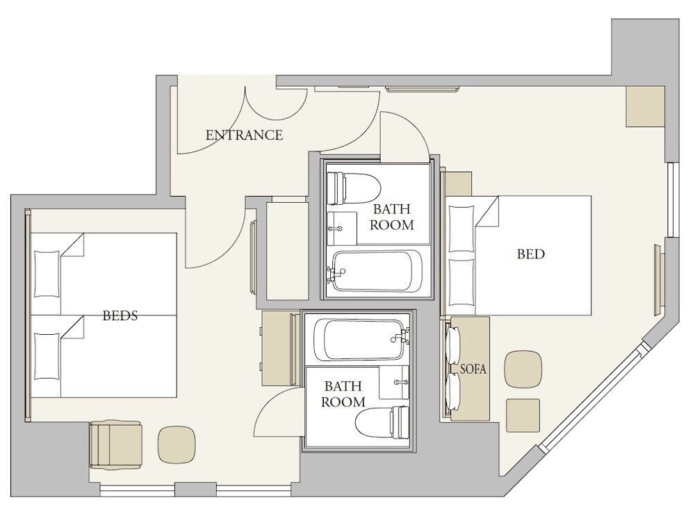 アジョイニングルーム (ダブルルーム+ツインルーム) 隣室確約 客室4 | ネストホテル那覇久茂地