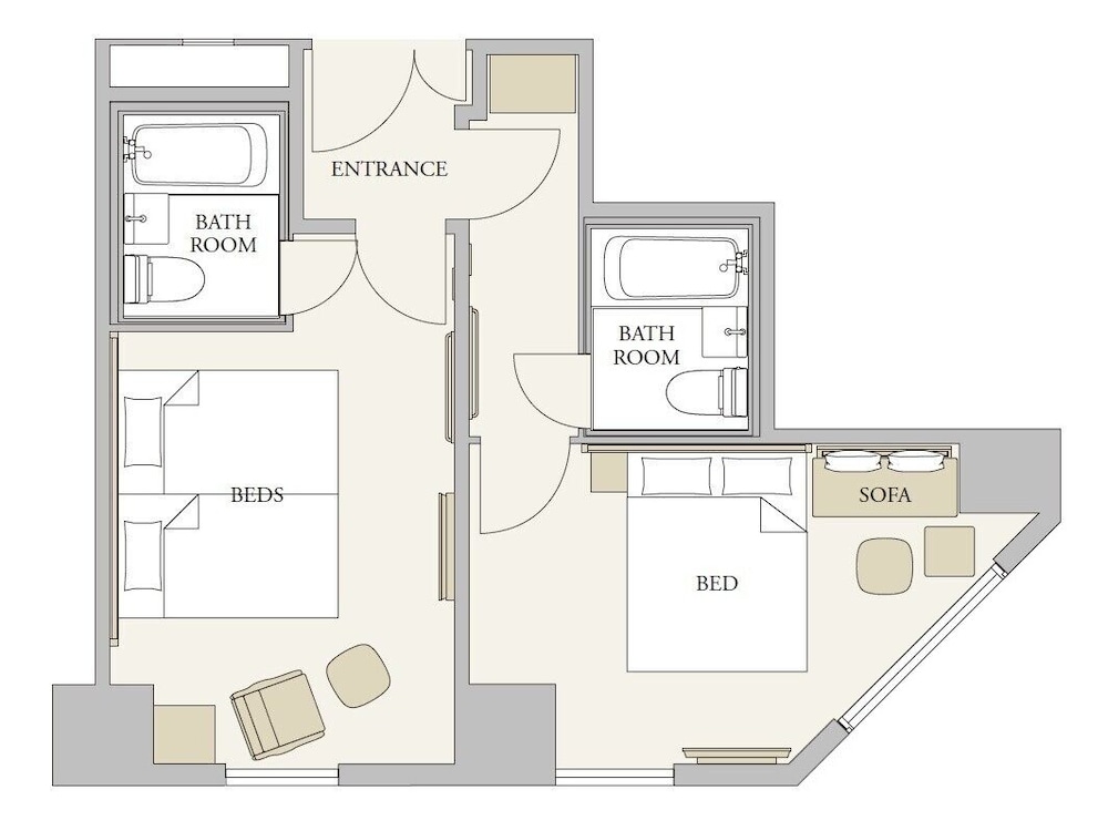 アジョイニングルーム (ダブルルーム+ツインルーム) 隣室確約 客室3 | ネストホテル那覇久茂地
