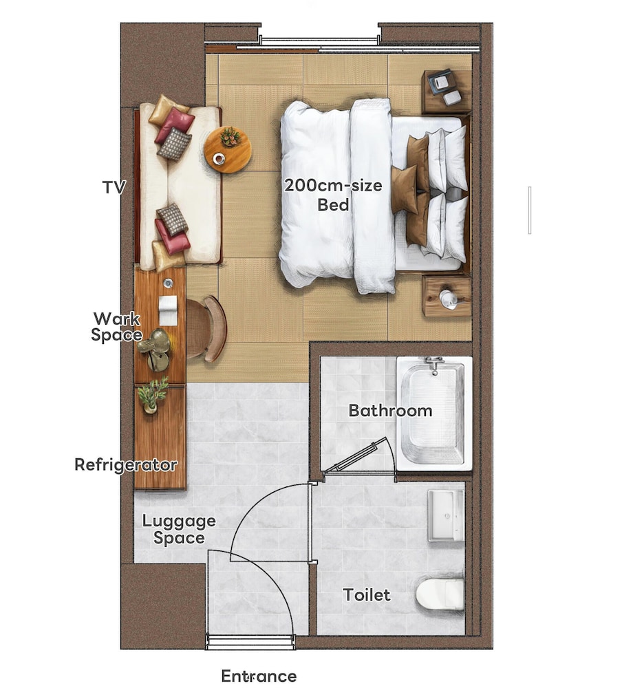 ダブルルーム 禁煙 フロアマップ0 | プロスタイル旅館那覇県庁前