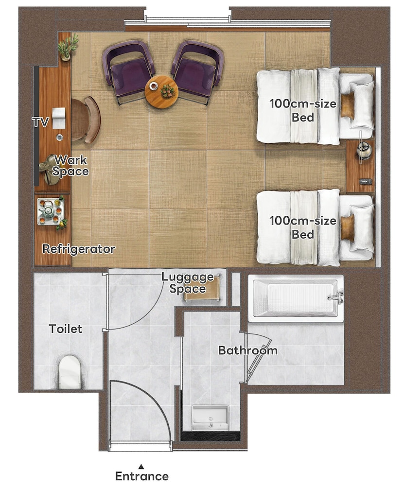 ツインルーム 禁煙 フロアマップ0 | プロスタイル旅館那覇県庁前