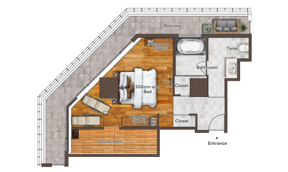 ラグジュアリー ダブルルーム サウナ フロアマップ0 | プロスタイル テラス ナハ