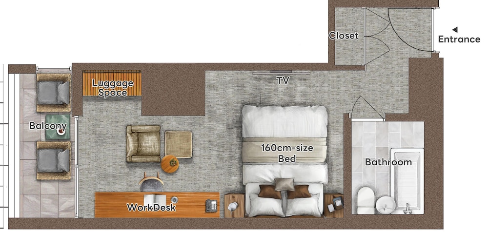 スタンダード ダブルルーム 禁煙 (Queen Bed Room) フロアマップ0 | プロスタイル テラス ナハ