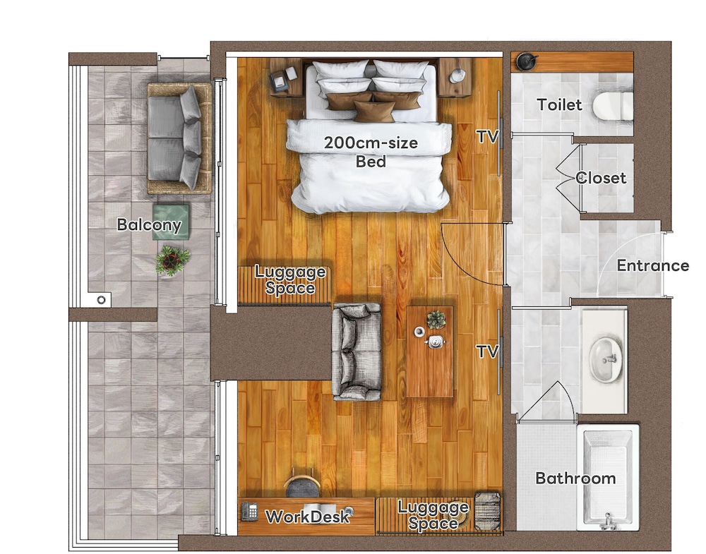 デラックス ダブルルーム 禁煙 (King Room) フロアマップ0 | プロスタイル テラス ナハ